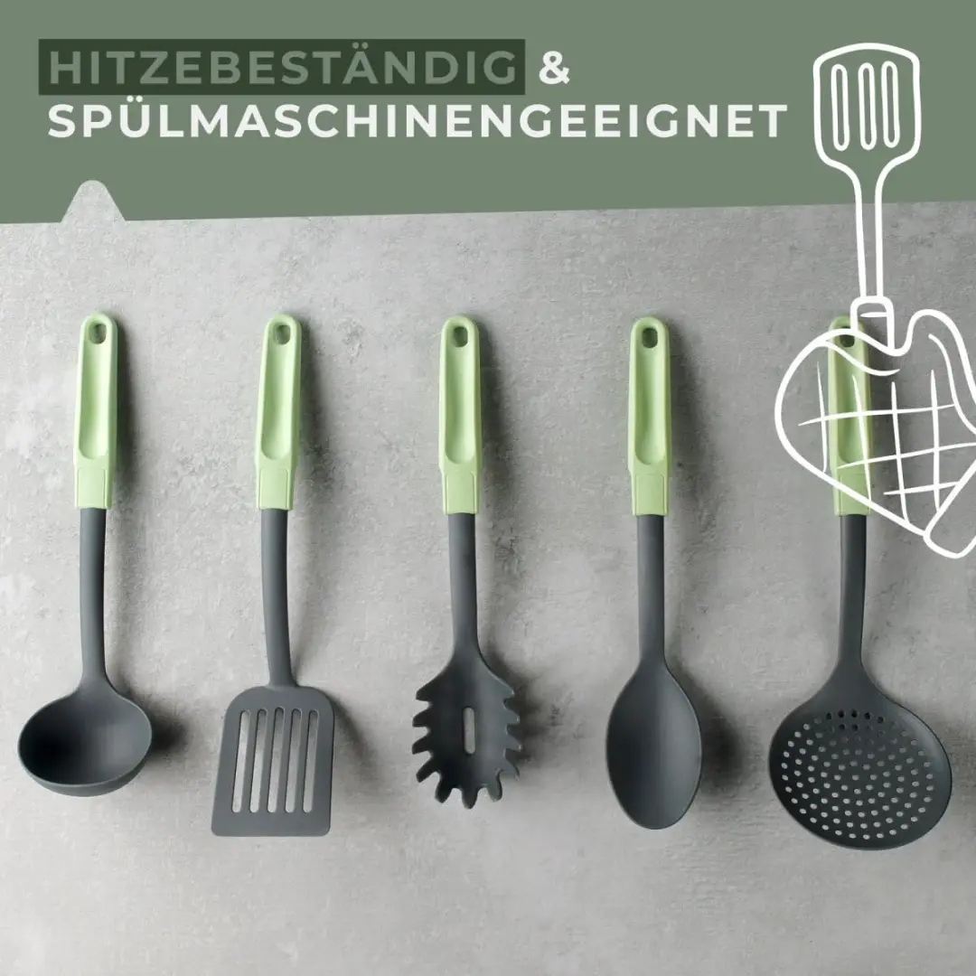 Fackelmann Ecolution Serveerlepel 33cm - Mintgroen/Steengrijs - afbeelding 6 van 6