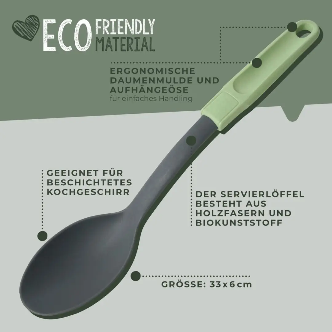 Fackelmann Ecolution Serveerlepel 33cm - Mintgroen/Steengrijs