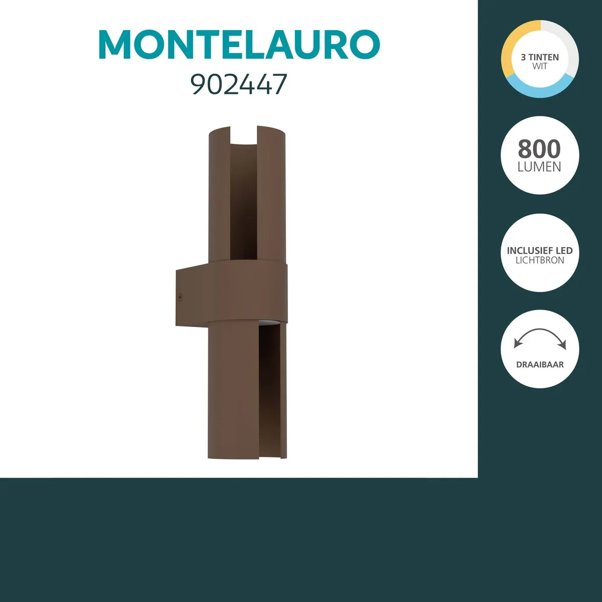 Eglo Montelauro Wandlamp Buiten 32cm - Roestbruin - Instelbaar wit licht - afbeelding 6 van 6