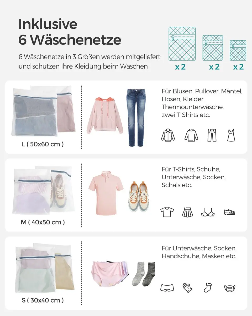 Songmics Witte Wasmand 90L - 2 Compartimenten - afbeelding 5 van 6
