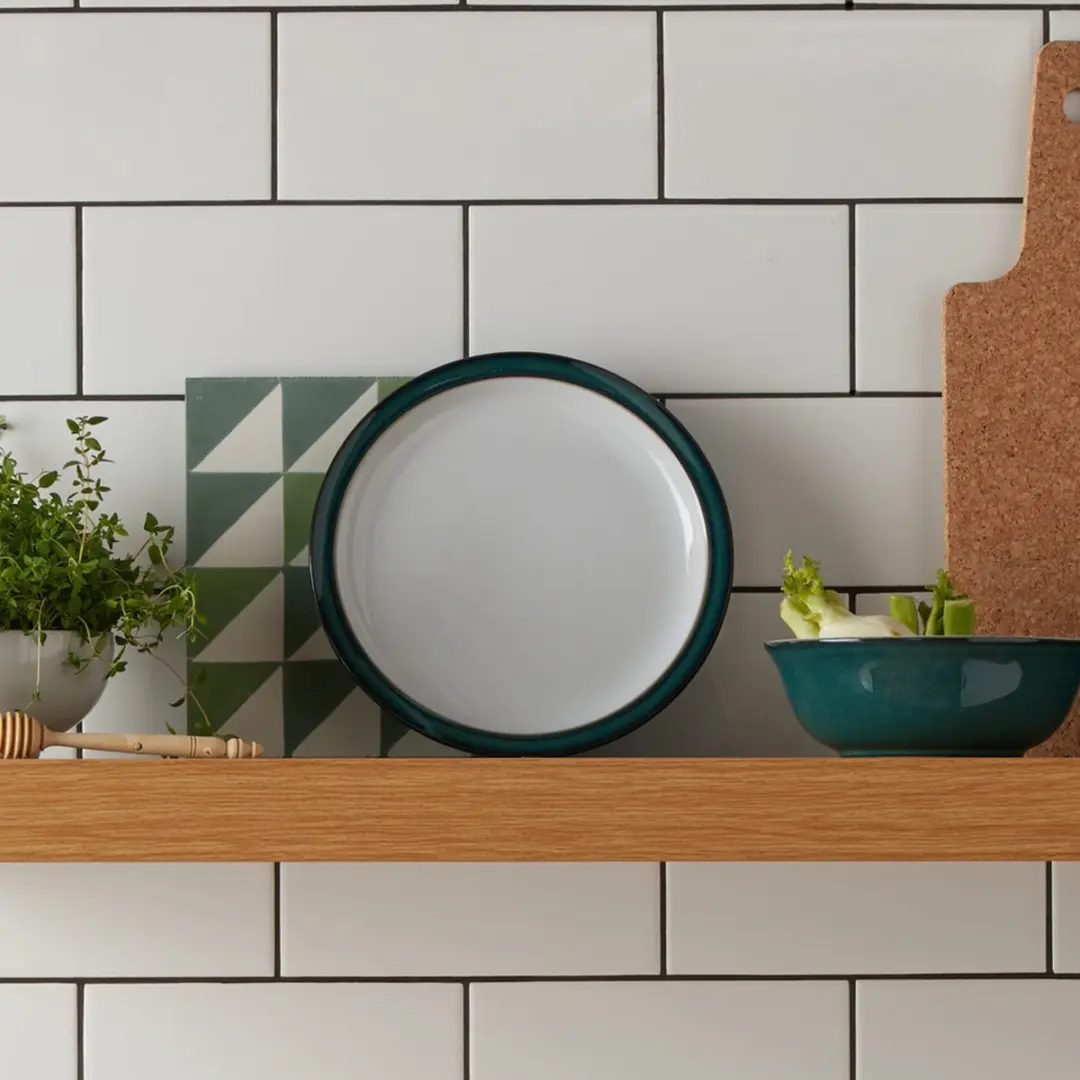 Denby Greenwich Bord - 22cm - 4 Stuks - Groen/Wit
