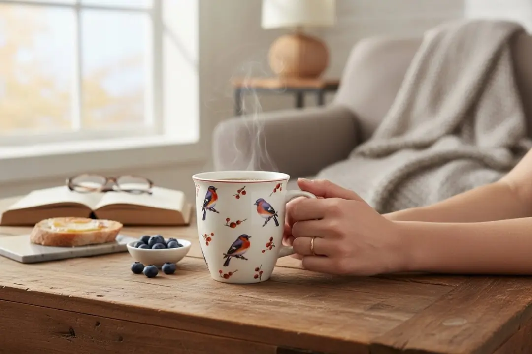 Duo Kerstmok Christmas Birds 650ml - Crème-wit