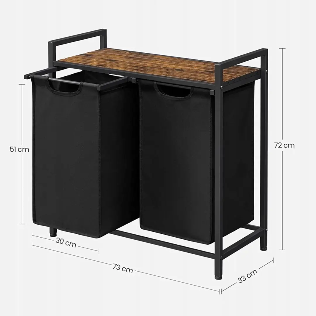 Songmics Dubbele Wasbox 92L - Landelijk Bruin & Zwart