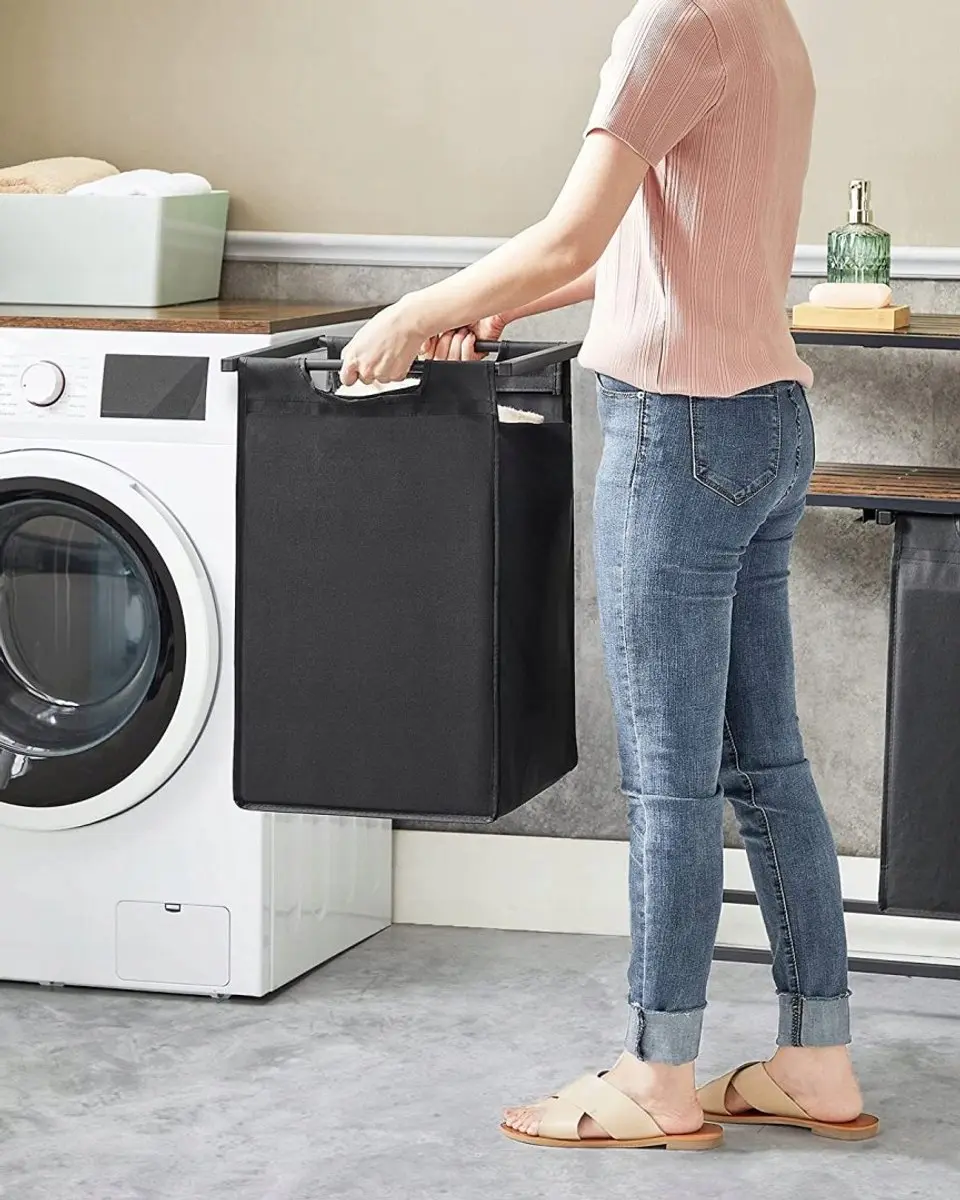 Songmics Dubbele Wasbox 92L - Landelijk Bruin & Zwart