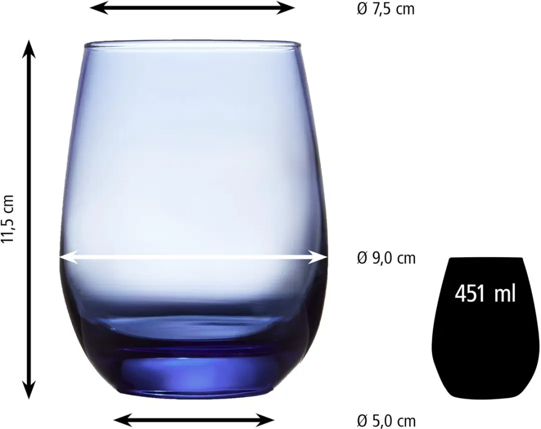 Libbey Stemless Wijnglazen 70272 - 12 Stuks - Blauw