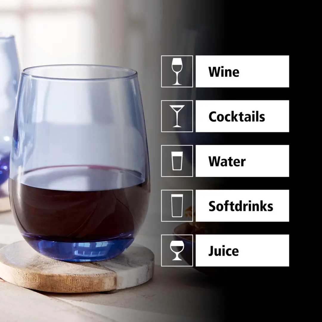 Libbey Stemless Wijnglazen 70272 - 12 Stuks - Blauw