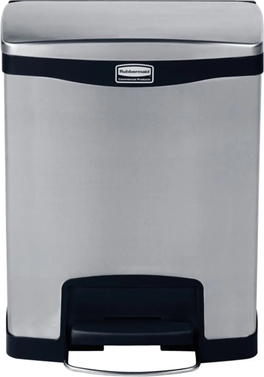 Rubbermaid Slim Jim Step On Prullenbak 30L - VB 224634 - Mat RVS/Zwart