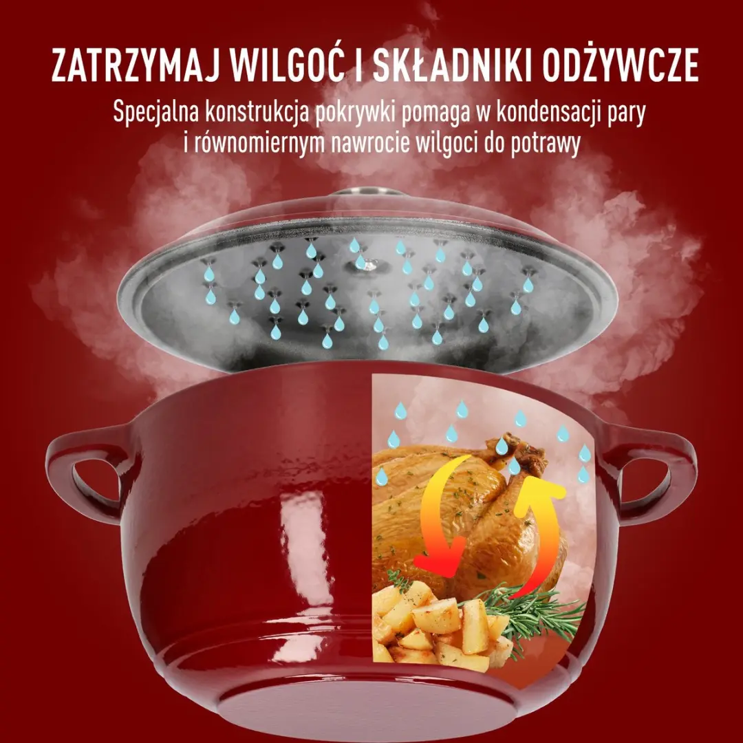 Browin Bourgondië Gietijzeren Stoofpan 5,8L - 28cm - Inductie - Bordeauxrood