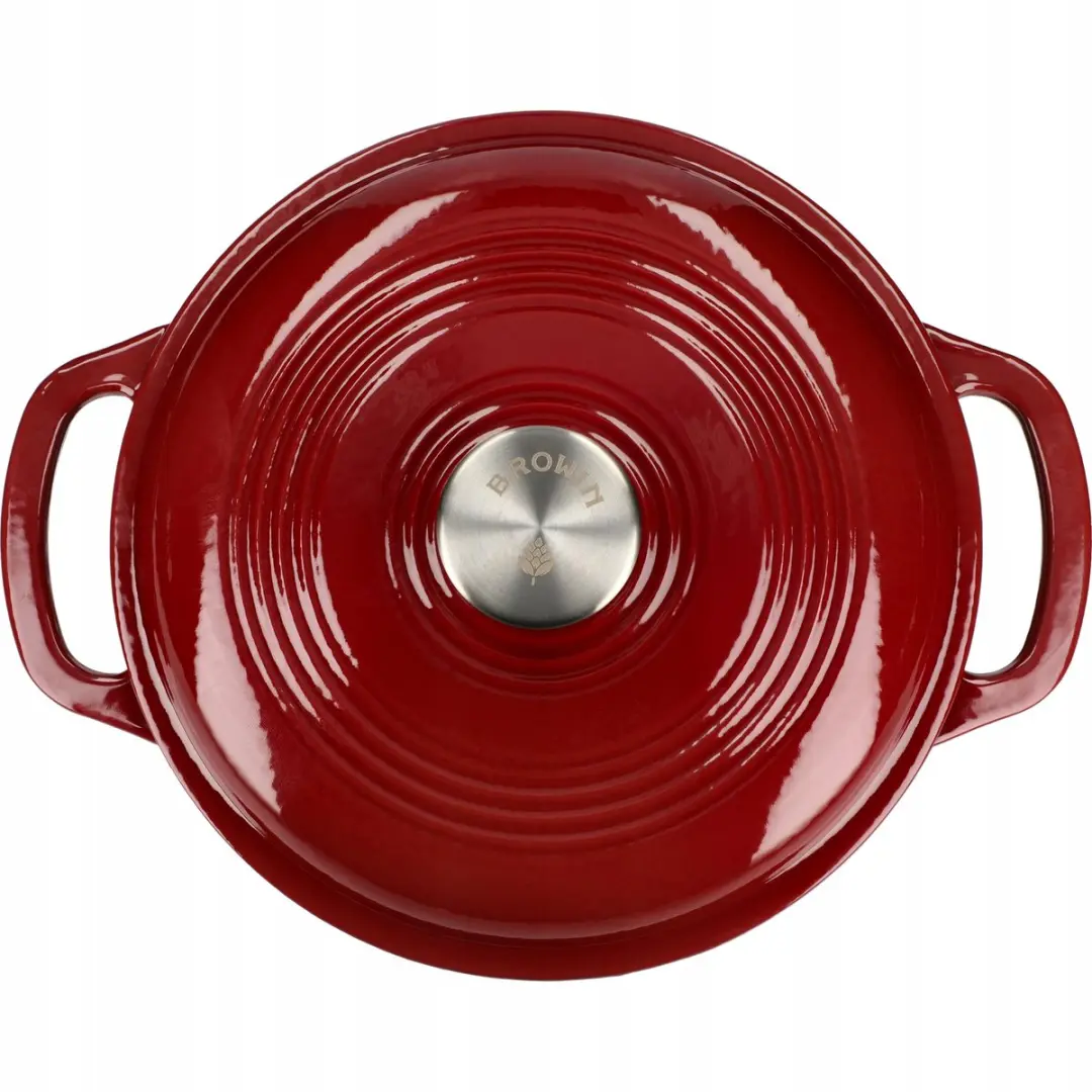 Browin Bourgondië Gietijzeren Stoofpan 5,8L - 28cm - Inductie - Bordeauxrood