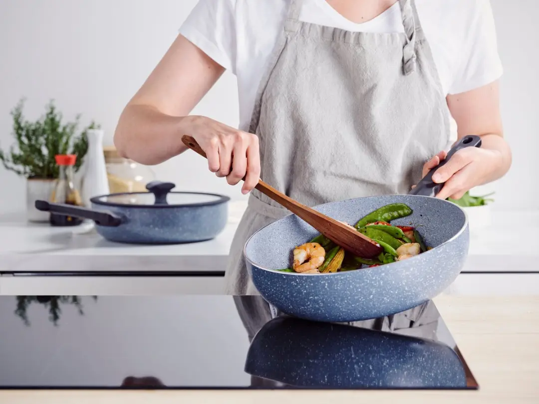 BK Blue Label Granite Keramische Pannenset 3-delig - 20/28cm + Wok 28cm - Blauw