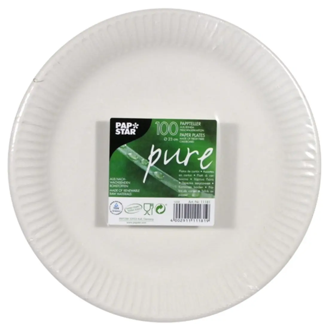 Pure Kartonnen Borden 100 Stuks - Ø23cm - FSC Wit