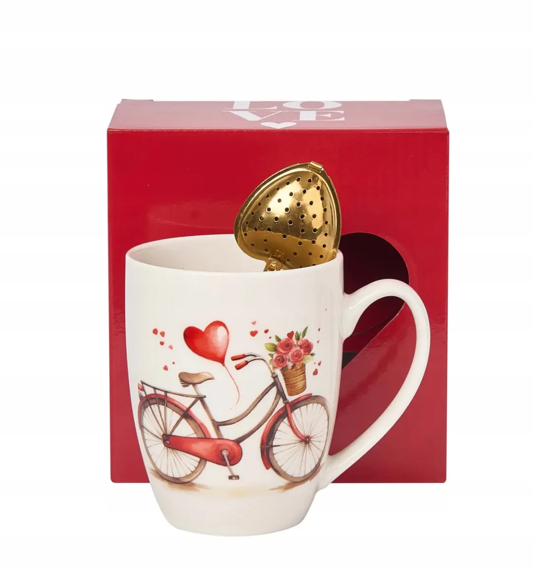 Duo Porseleinen Mok met Hartvorm Infuser