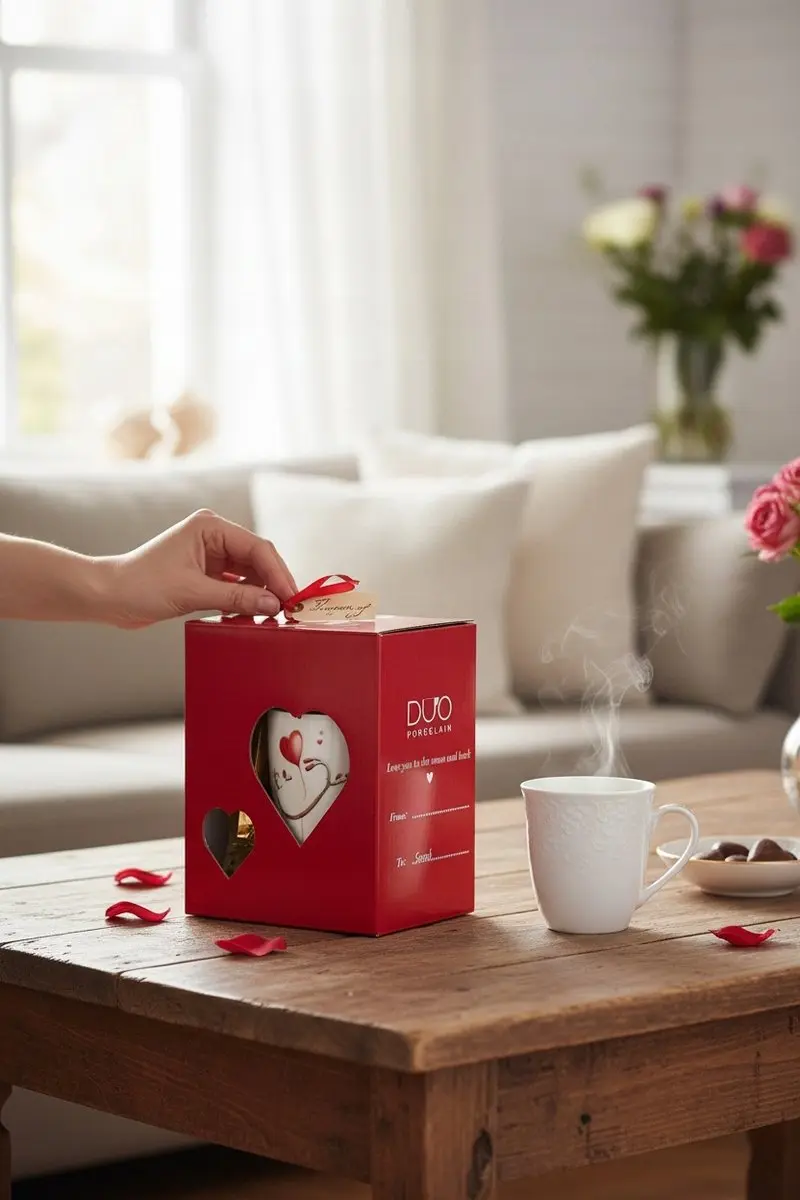 Duo Porseleinen Mok met Hartvorm Infuser - Crème-wit