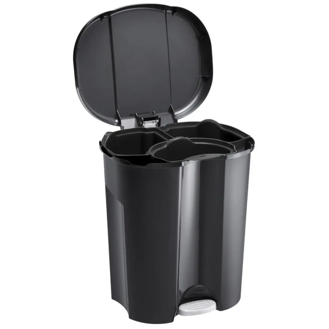 Rotho Trio Afvalscheider 10L/15L/15L - 2 Vakken - Zwart - afbeelding 6 van 6