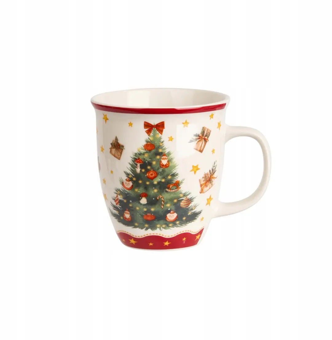 Duo Kerstmok Christmas Tree 3 - 650ml - Crème/Rood/ Groen/Goud