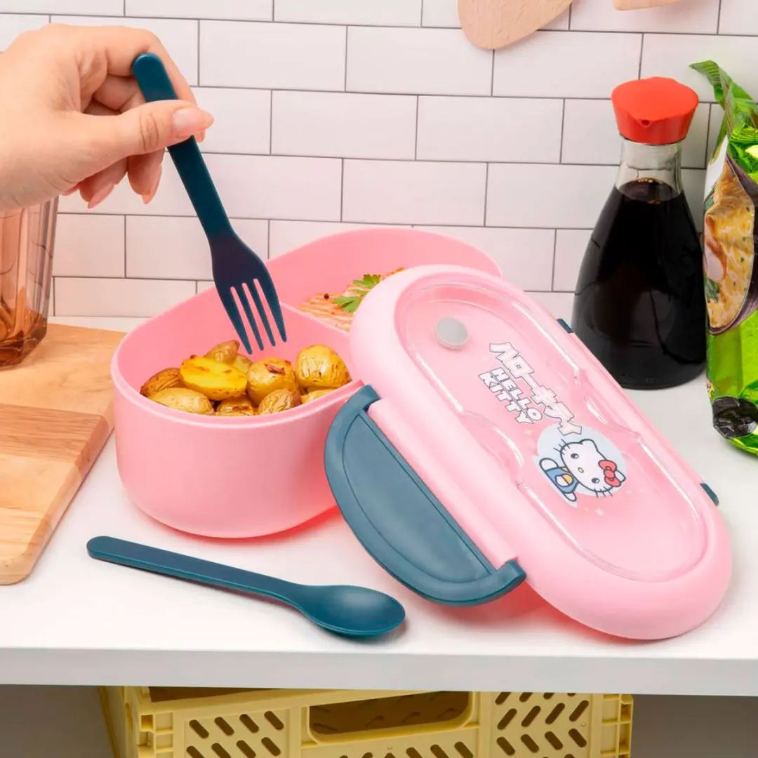 Paladone Hello Kitty Bento Box - Roze - 3-delig met bestek