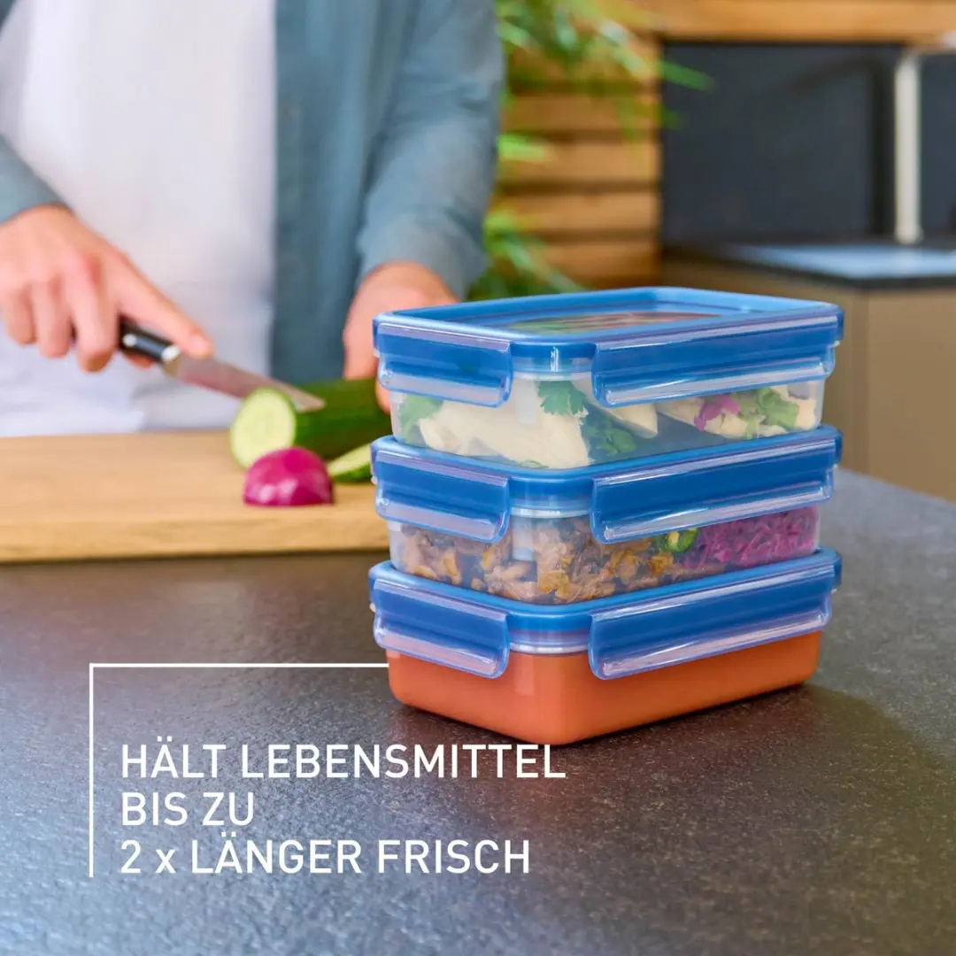 Emsa Clip & Close Eco Voedselcontainerset 3-delig 0,8L - Blauw - afbeelding 5 van 6
