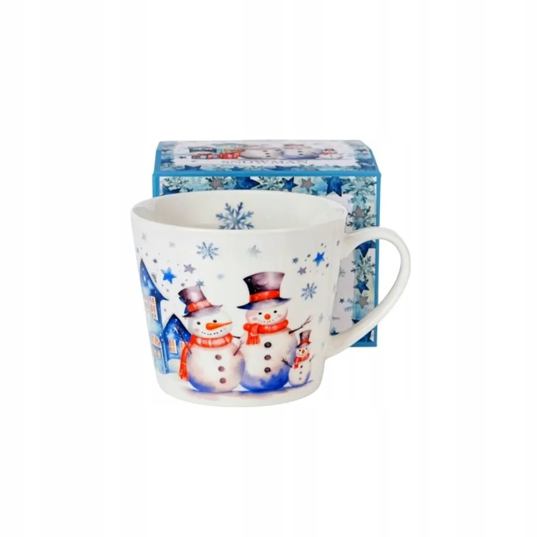Duo Porseleinen Kerstmok Sneeuwpop 600ml