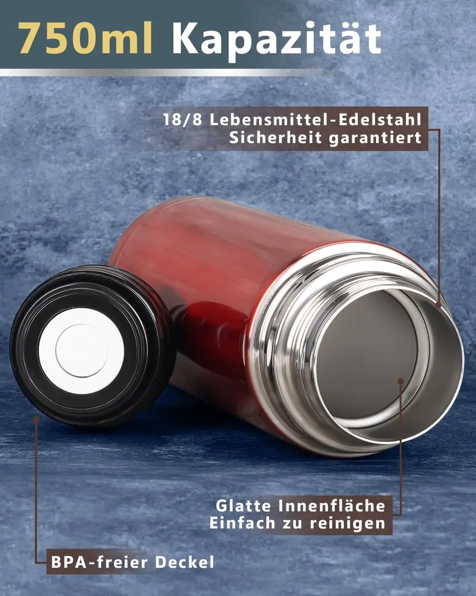 Hunter Drinkfles Roestvrij Staal 750ml - Rood - afbeelding 4 van 6