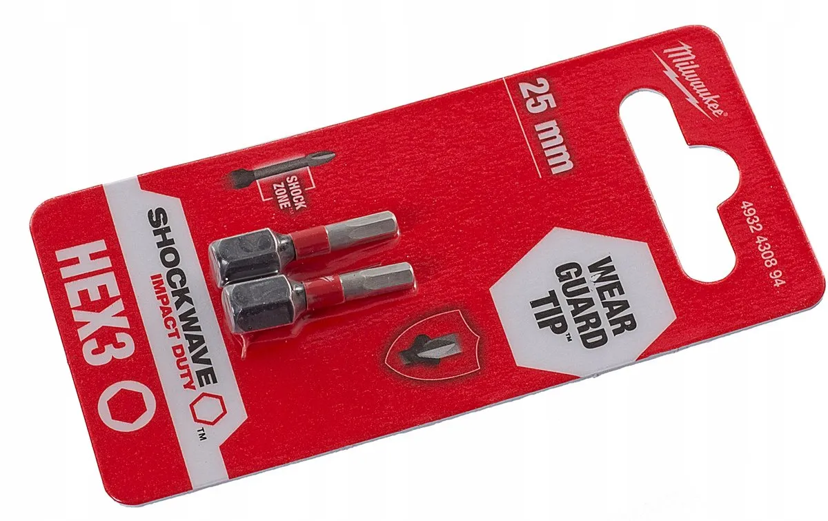 Milwaukee Impact Bits HEX3 25mm Shockwave - 2 Stuks - afbeelding 3 van 5