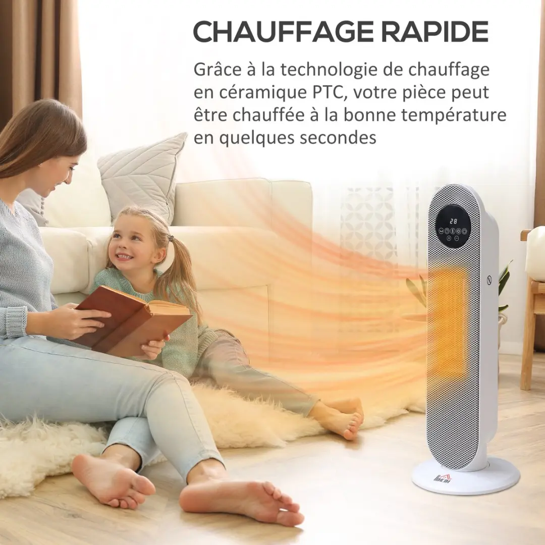 Homcom Staande Kachel Toren 2000W - Wit