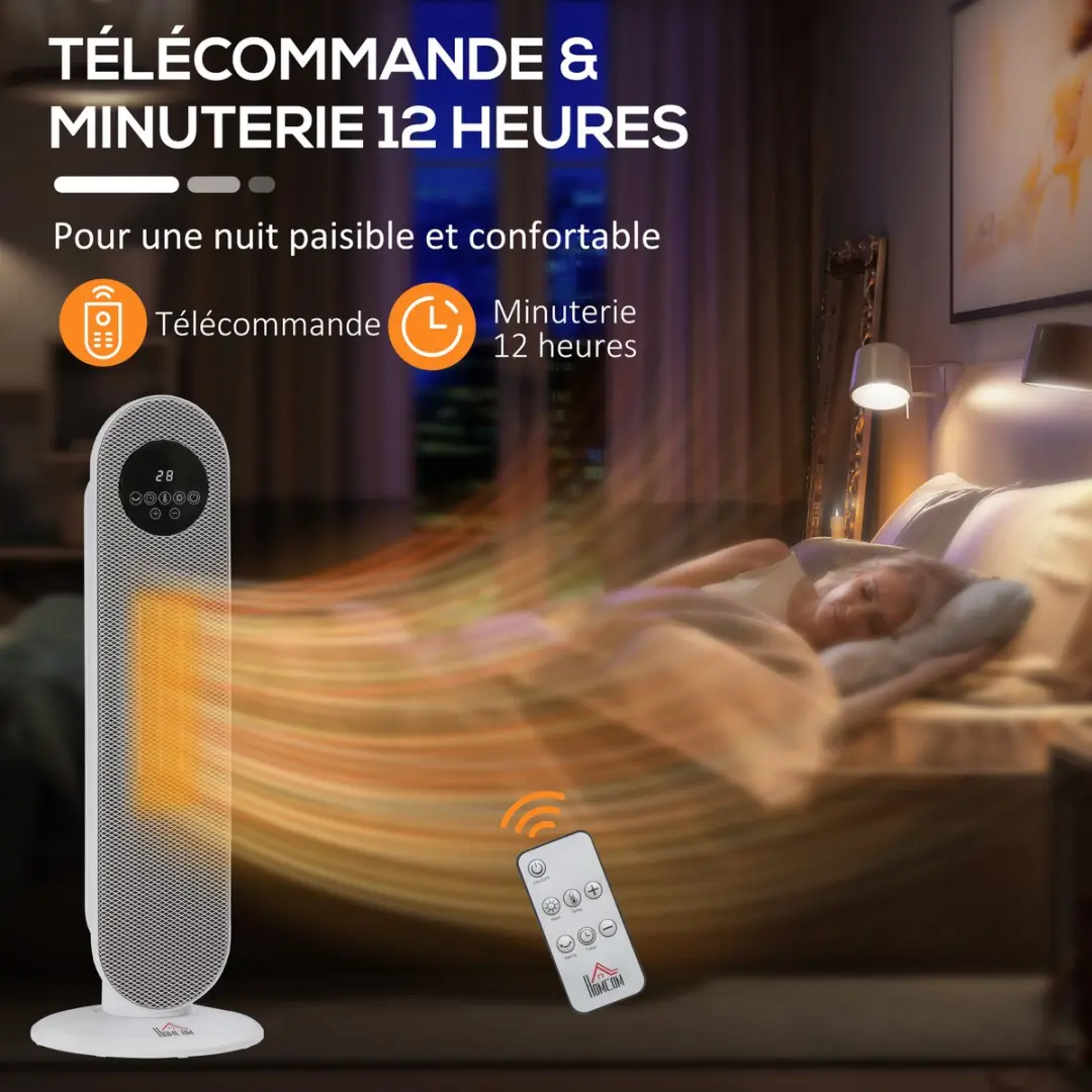 Homcom Staande Kachel Toren 2000W - Wit