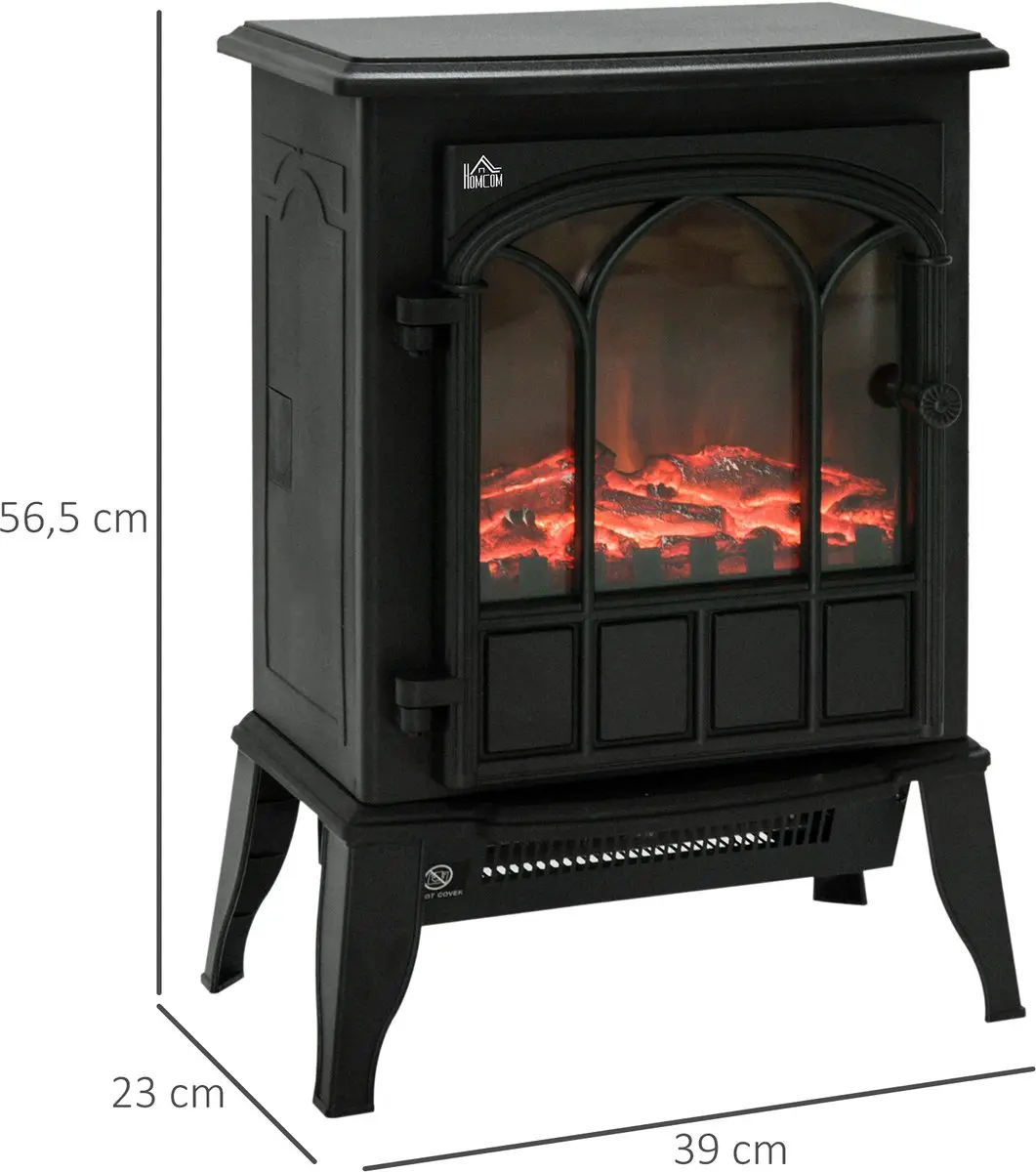 Homcom Elektrokamin 1000W - 39x23x56,5cm - Schwarz
