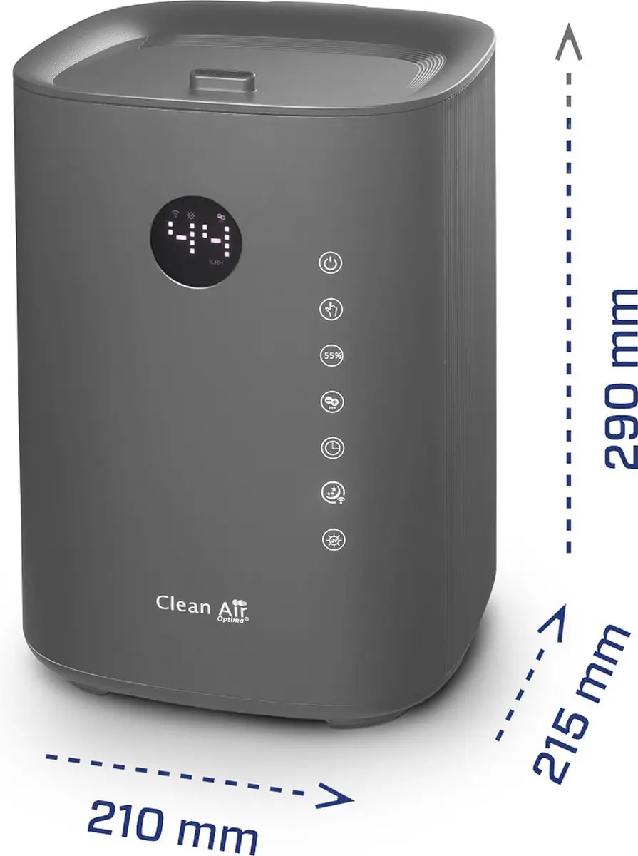 Clean Air Optima CA-605T Luchtbevochtiger - 3-in-1 UVC/Ionisator - 3,8L - 60m² - Titaniumgrijs
