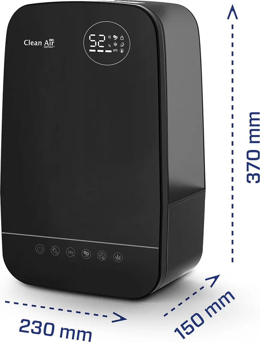 Clean Air Optima CA-606B Luchtbevochtiger - 5,5L - 65m² - Zwart - afbeelding 6 van 6