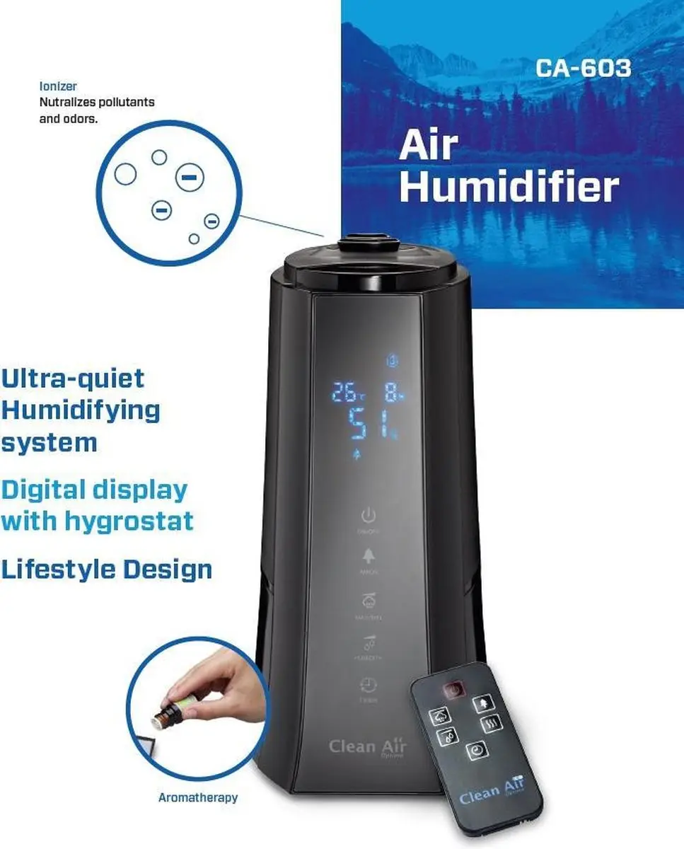 Clean Air Optima CA-603 Luchtbevochtiger - 5L - 30W - Zwart