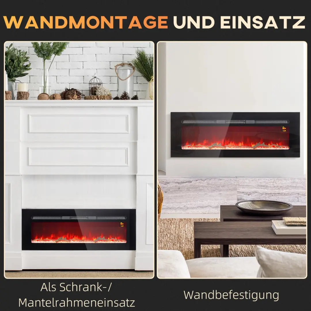 Homcom Elektrische Haard 820-422V92BK - 1800W - 127x45cm Zwart