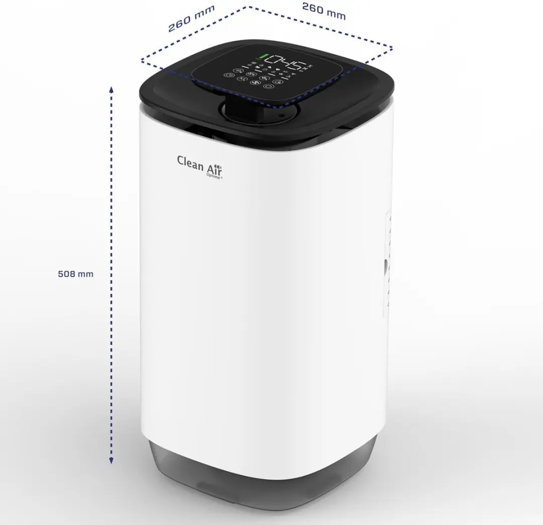 Clean Air Optima CA-806 Smart Luchtbevochtiger/Luchtreiniger 8L - 60m² - Zwart/Wit