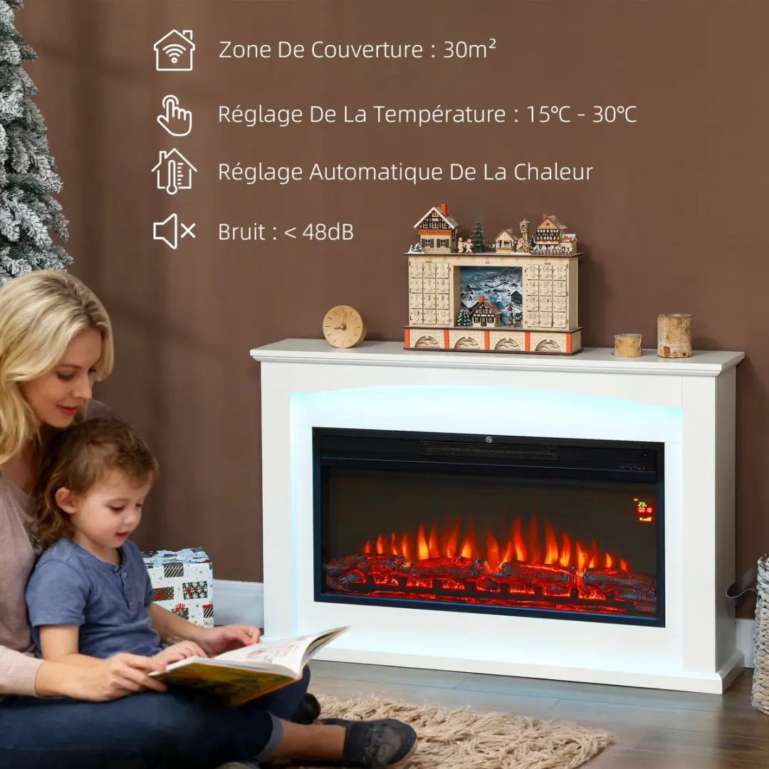 Homcom Elektrische Haard HOMCOM-Elektrische Haard 1000W - 121x25x77cm - Wit