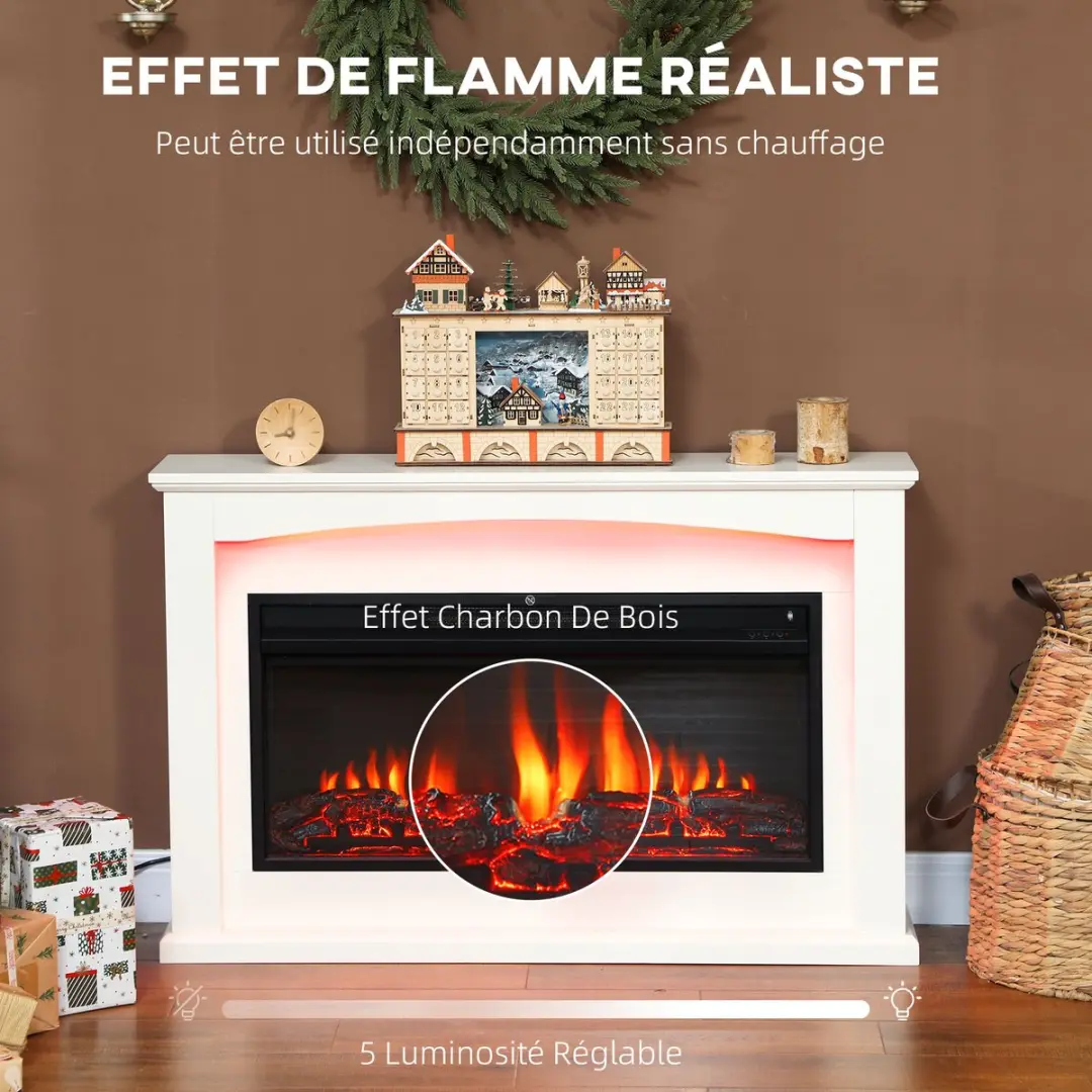 Homcom Elektrische Haard HOMCOM-Elektrische Haard 1000W - 121x25x77cm - Wit