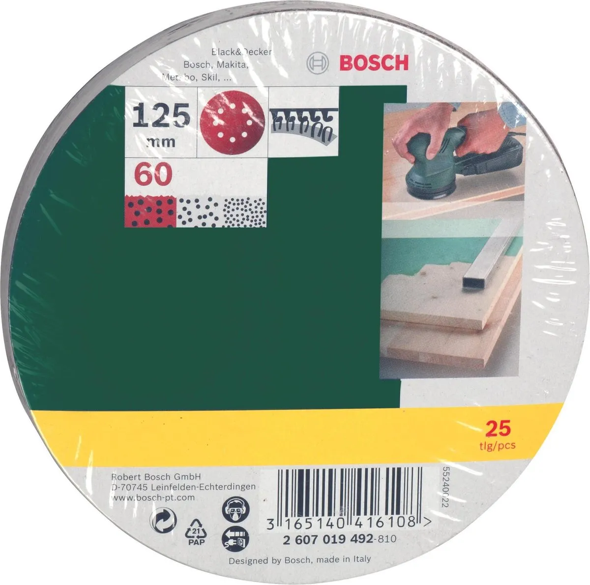 Bosch 25-delige Schuurbladenset 125mm - Korrel 60