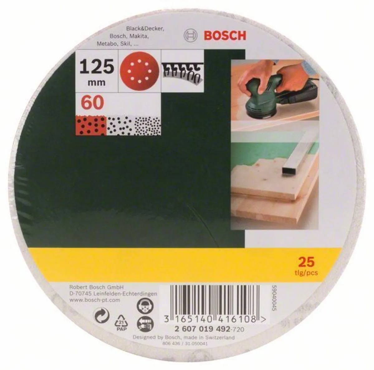 Bosch 25-delige Schuurbladenset 125mm - Korrel 60 - afbeelding 6 van 6