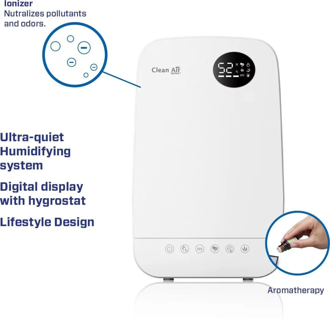 Clean Air Optima CA-606W Luchtbevochtiger - 5,5L - Ionisator - Parelwit