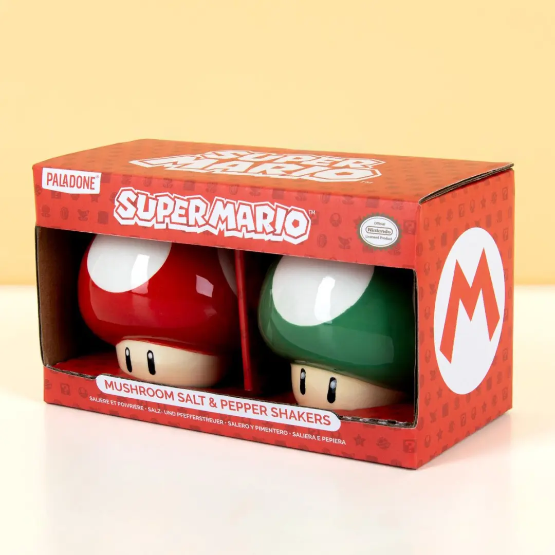 Paladone Super Mario Mushroom PP13410NN Peper- en Zoutstel - Groen/Rood/Wit