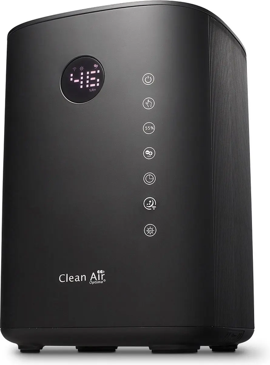 Clean Air Optima CA-605B Smart Luchtbevochtiger - 3-in-1 Ionisator UVC Aromatherapie - 30W - 60m² - Zwart