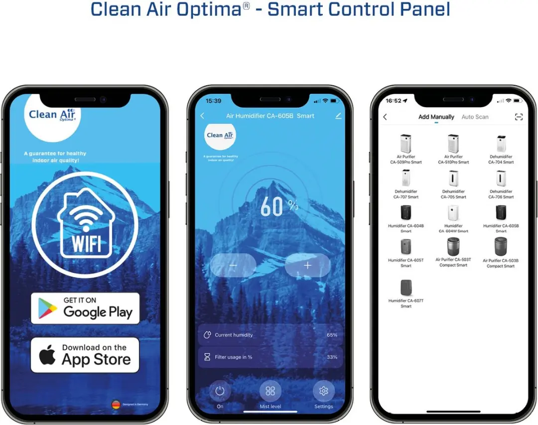Clean Air Optima CA-605B Smart Luchtbevochtiger - 3-in-1 Ionisator UVC Aromatherapie - 30W - 60m² - Zwart - afbeelding 6 van 6