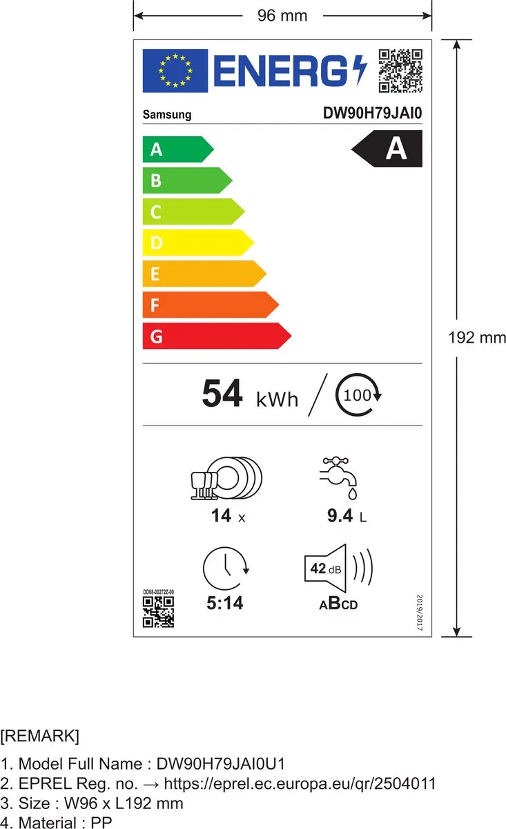 Samsung DW90H79JAI0U1 Vaatwasser - 14 Couverts