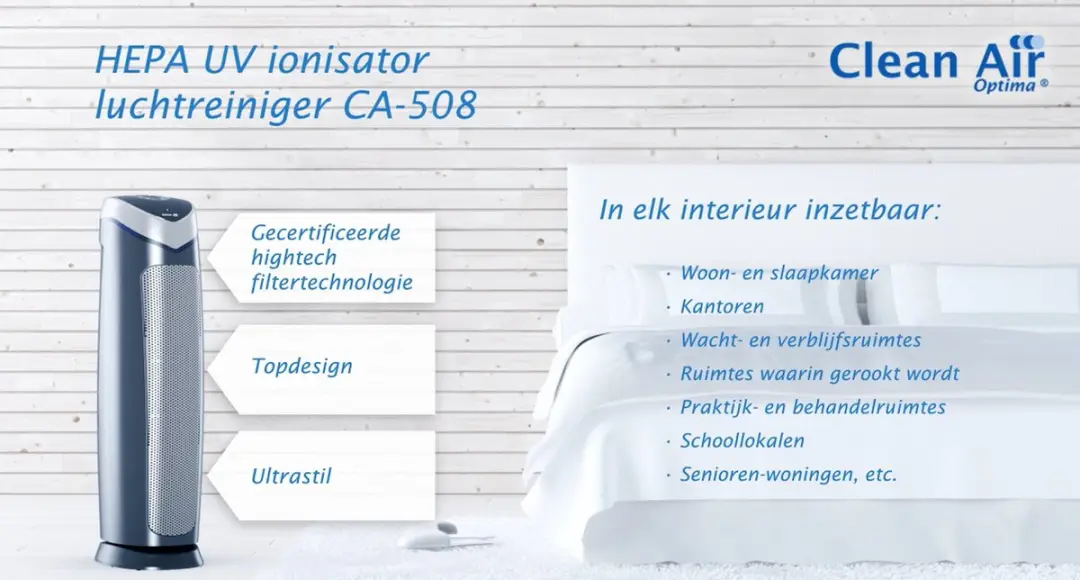 Clean Air Optima CA-508 HEPA UV Ionisator Luchtreiniger 48W - Antraciet