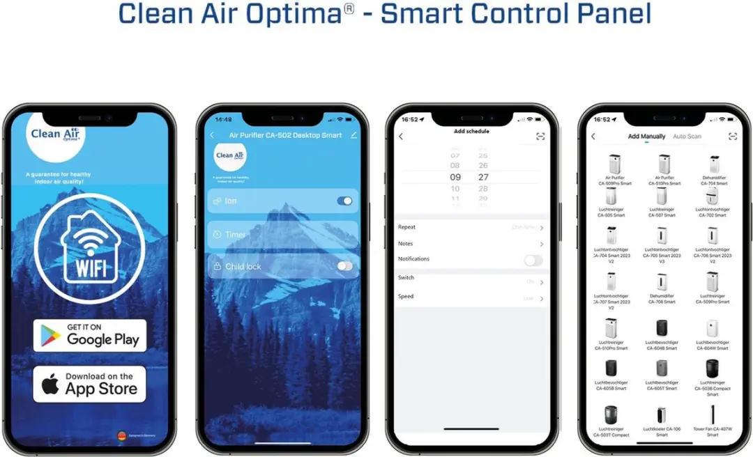 Clean Air Optima CA-502 Desktop Smart Luchtreiniger - 20m² - Lichtgrijs/Wit
