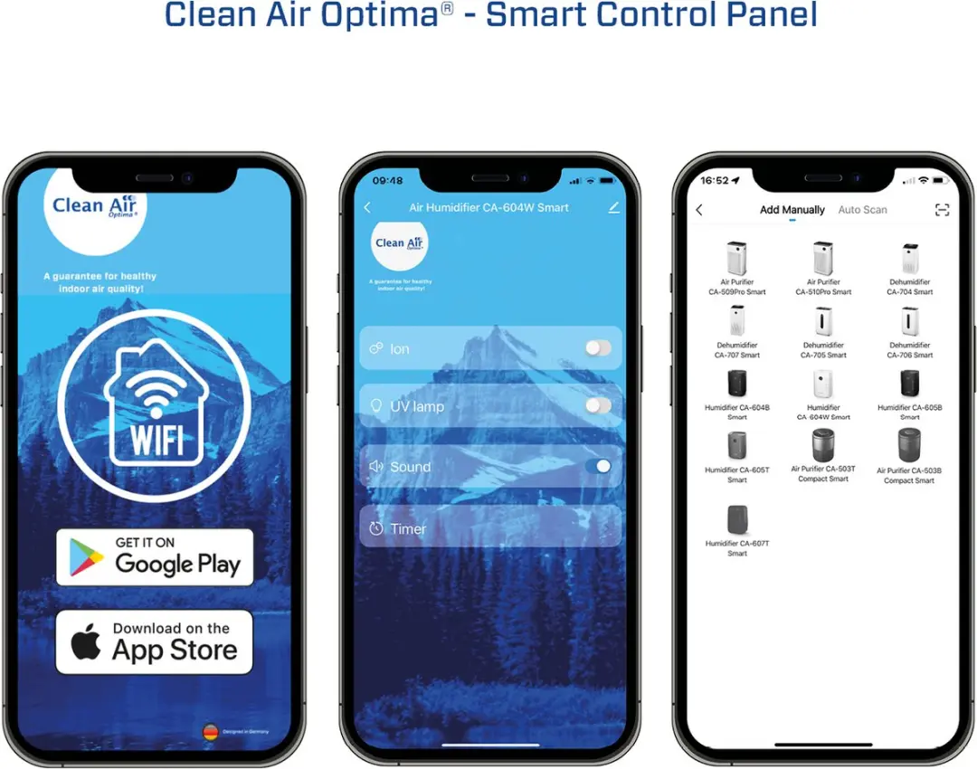 Clean Air Optima CA-604W Smart Luchtbevochtiger - 3-in-1 UVC/Ionisator - Wit