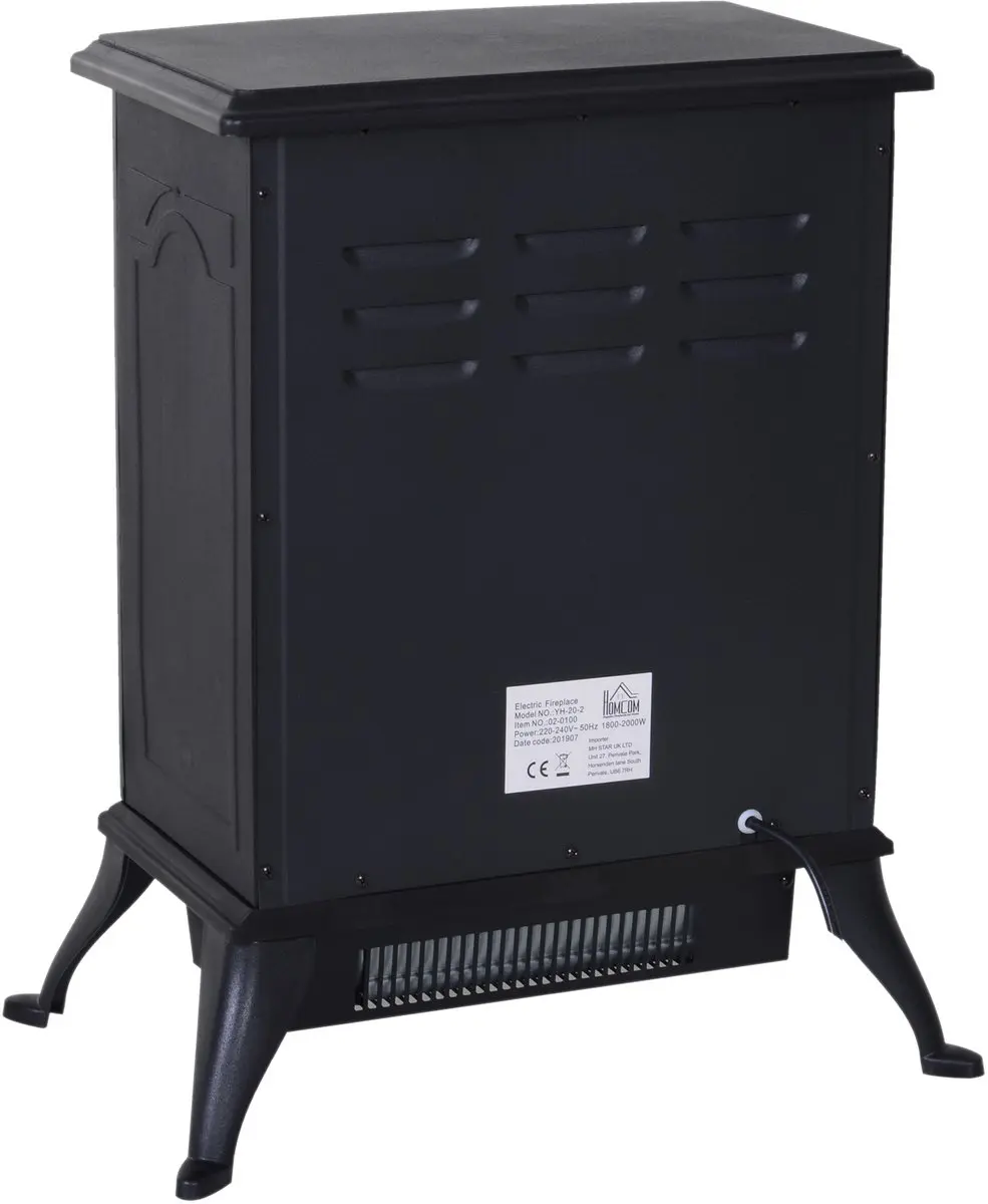 Homcom Elektrokamin L45xB28,5xH54cm - 2000W - Zwart