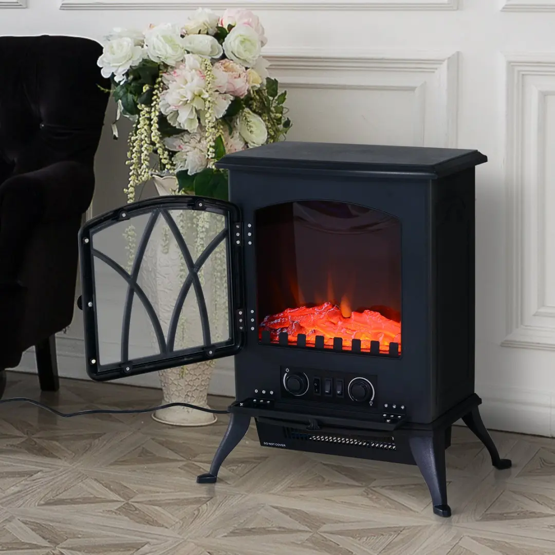 Homcom Elektrokamin L45xB28,5xH54cm - 2000W - Zwart
