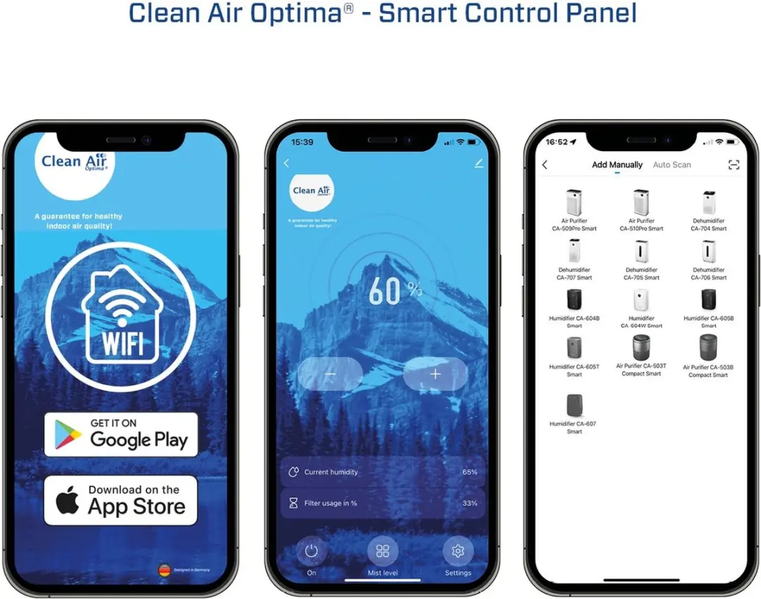 Clean Air Optima CA-607B Smart Luchtbevochtiger - 5,5L - 65m² - Zwart - afbeelding 6 van 6