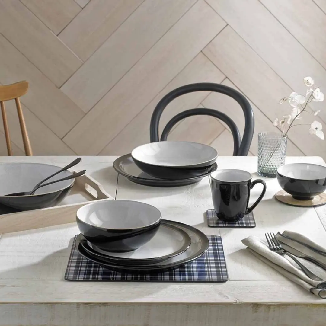 Denby Elements 406048905 Bordenset - 4 Stuks - Zwart/Wit