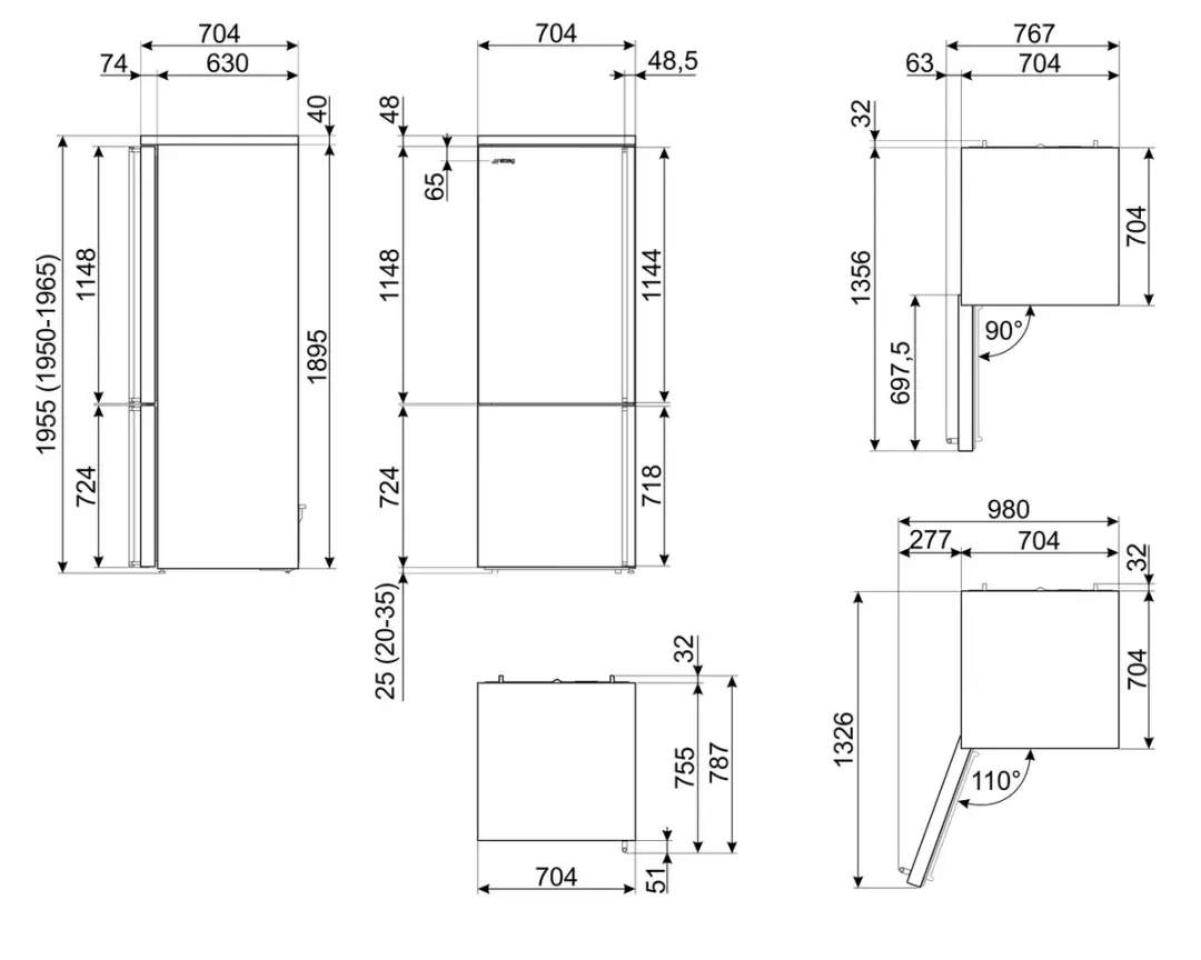 Smeg FA3905LX6 Koel-vriescombinatie 481L - No Frost - RVS