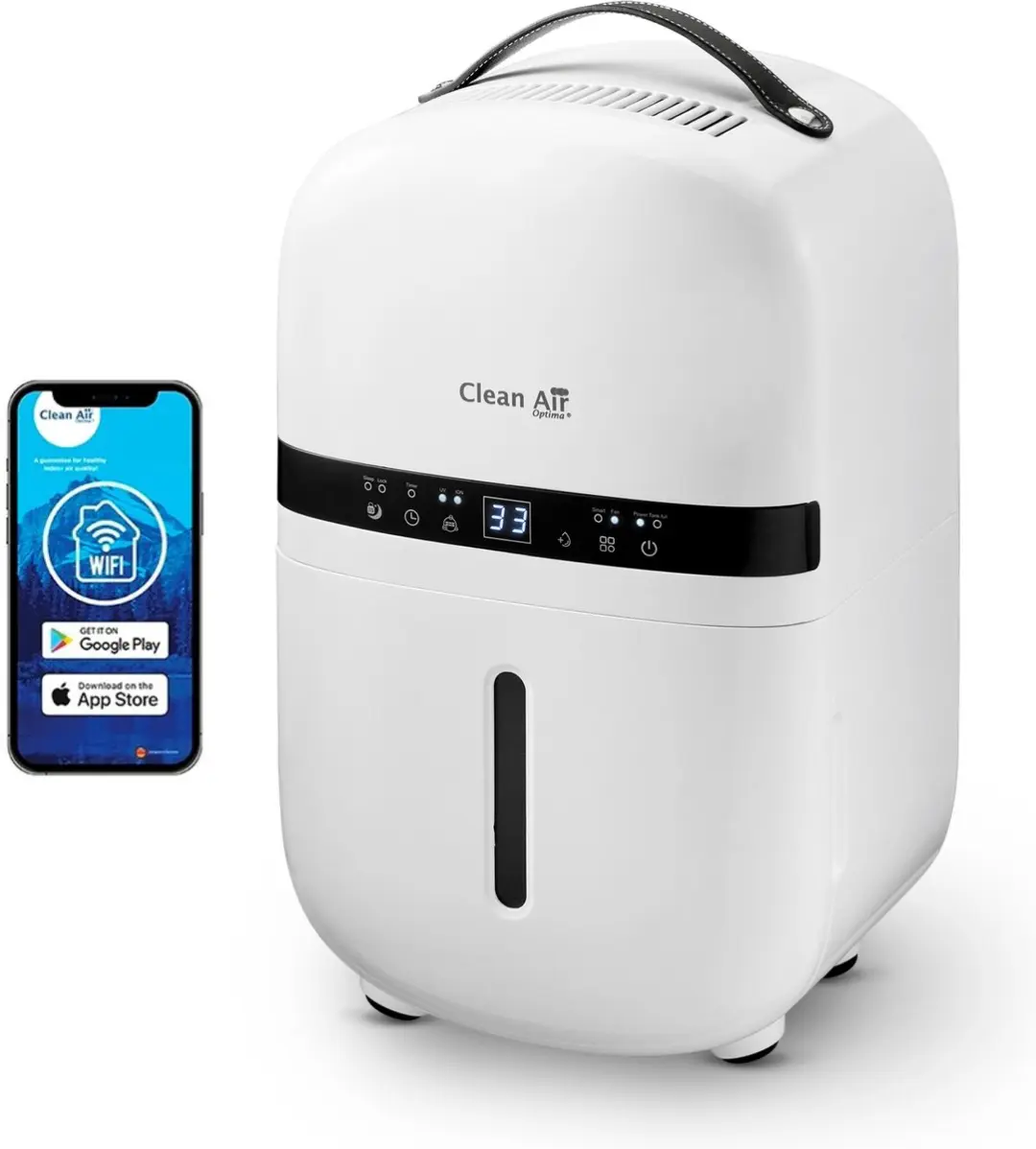 Clean Air Optima CA-702 Smart Luchtontvochtiger & Luchtreiniger 6.5L - 20m² - Wit